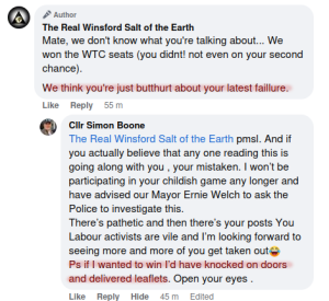 Picture of Simon Boone's Facebook post