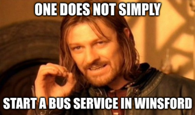 Meme: "One does not simply start a bus service in Winsford"